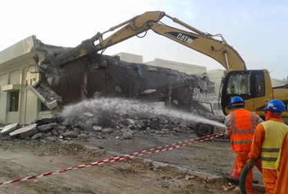 Water spying for dust control